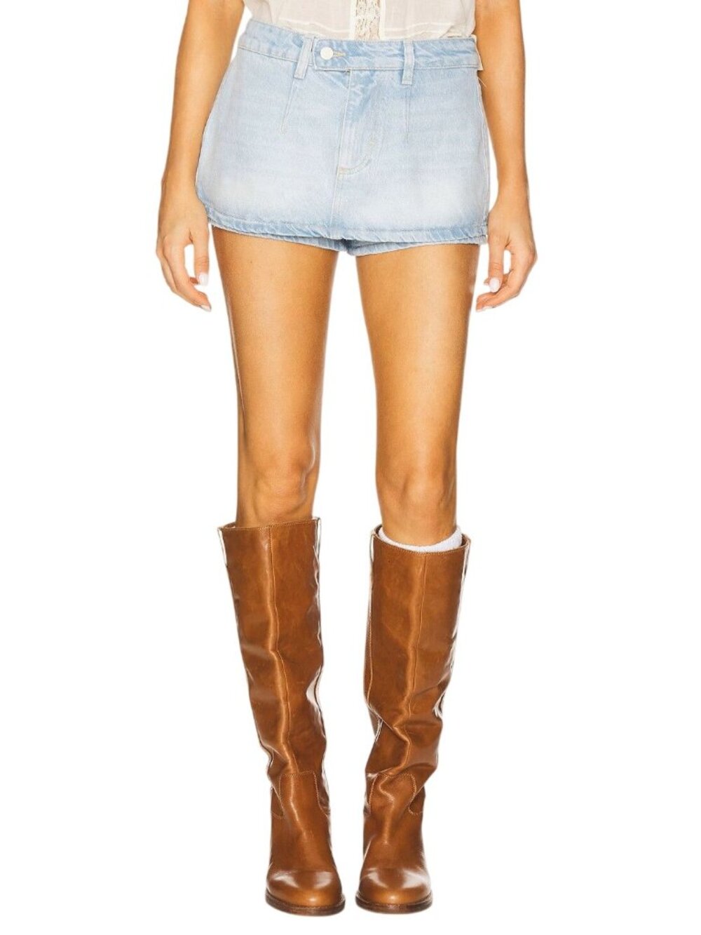 Free People Galivanting Skort in Aegean 26 New Womens Denim Jean Skirt Shorts